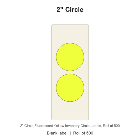 2" Circle Fluorescent Yellow Inventory Circle Labels