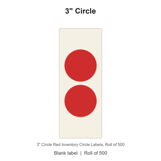 3" Circle Red Inventory Circle Labels