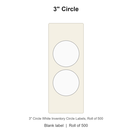 3" Circle White Inventory Circle Labels
