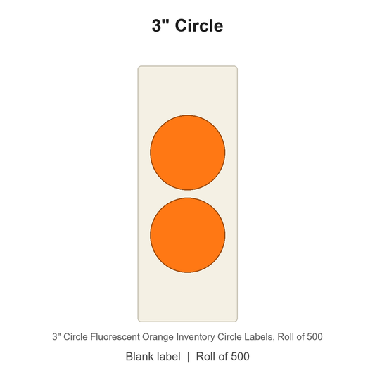 3" Circle Fluorescent Orange Inventory Circle Labels