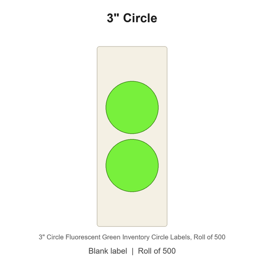3" Circle Fluorescent Green Inventory Circle Labels