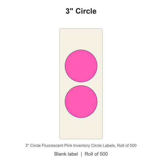 3" Circle Fluorescent Pink Inventory Circle Labels