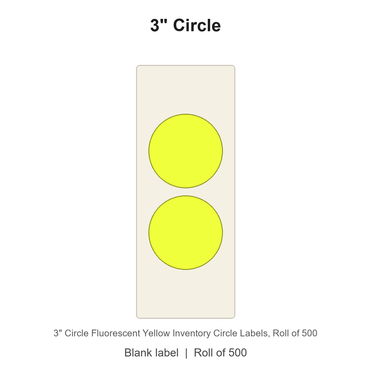 3" Circle Fluorescent Yellow Inventory Circle Labels
