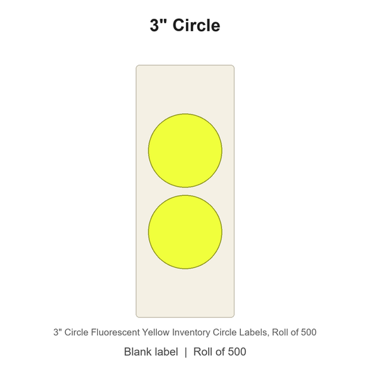 3" Circle Fluorescent Yellow Inventory Circle Labels