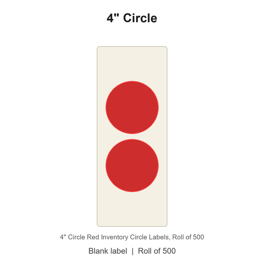 4" Circle Red Inventory Circle Labels