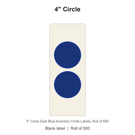 4" Circle Dark Blue Inventory Circle Labels
