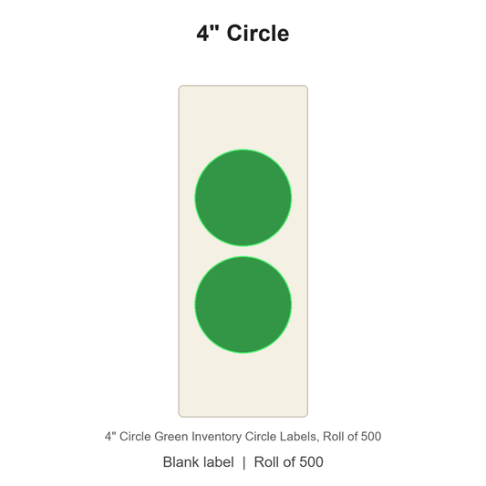 4" Circle Green Inventory Circle Labels