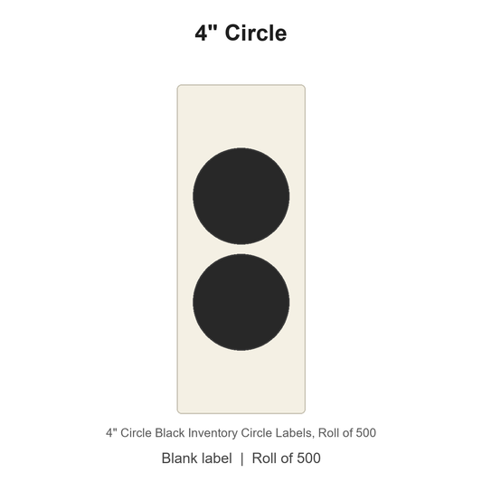4" Circle Black Inventory Circle Labels