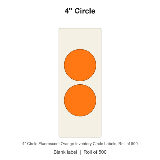 4" Circle Fluorescent Orange Inventory Circle Labels