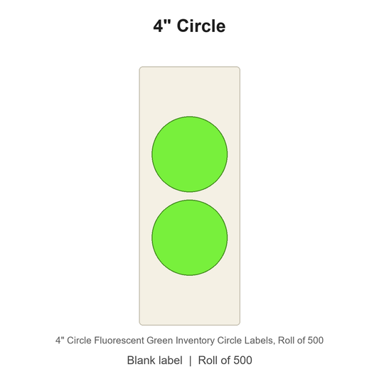 4" Circle Fluorescent Green Inventory Circle Labels