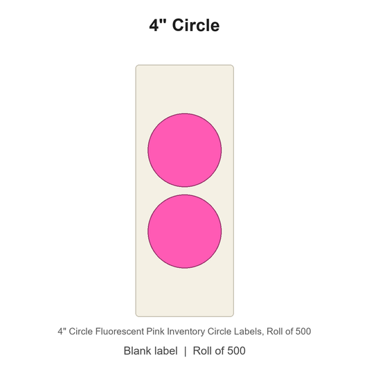 4" Circle Fluorescent Pink Inventory Circle Labels
