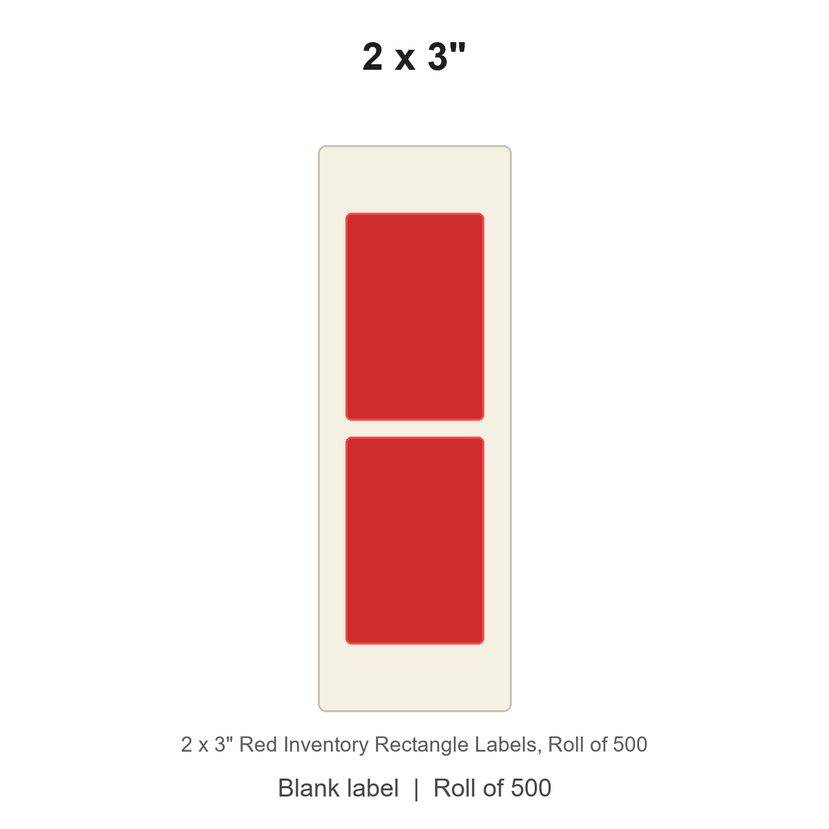 2 x 3" Red Inventory Rectangle Labels