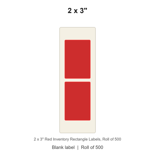 2 x 3" Red Inventory Rectangle Labels