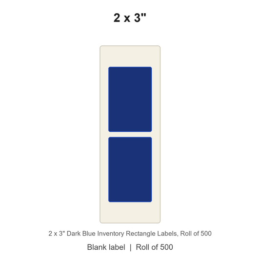 2 x 3" Dark Blue Inventory Rectangle Labels