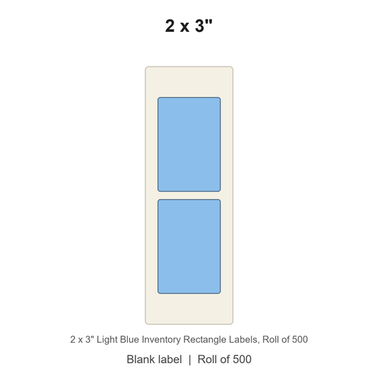 2 x 3" Light Blue Inventory Rectangle Labels