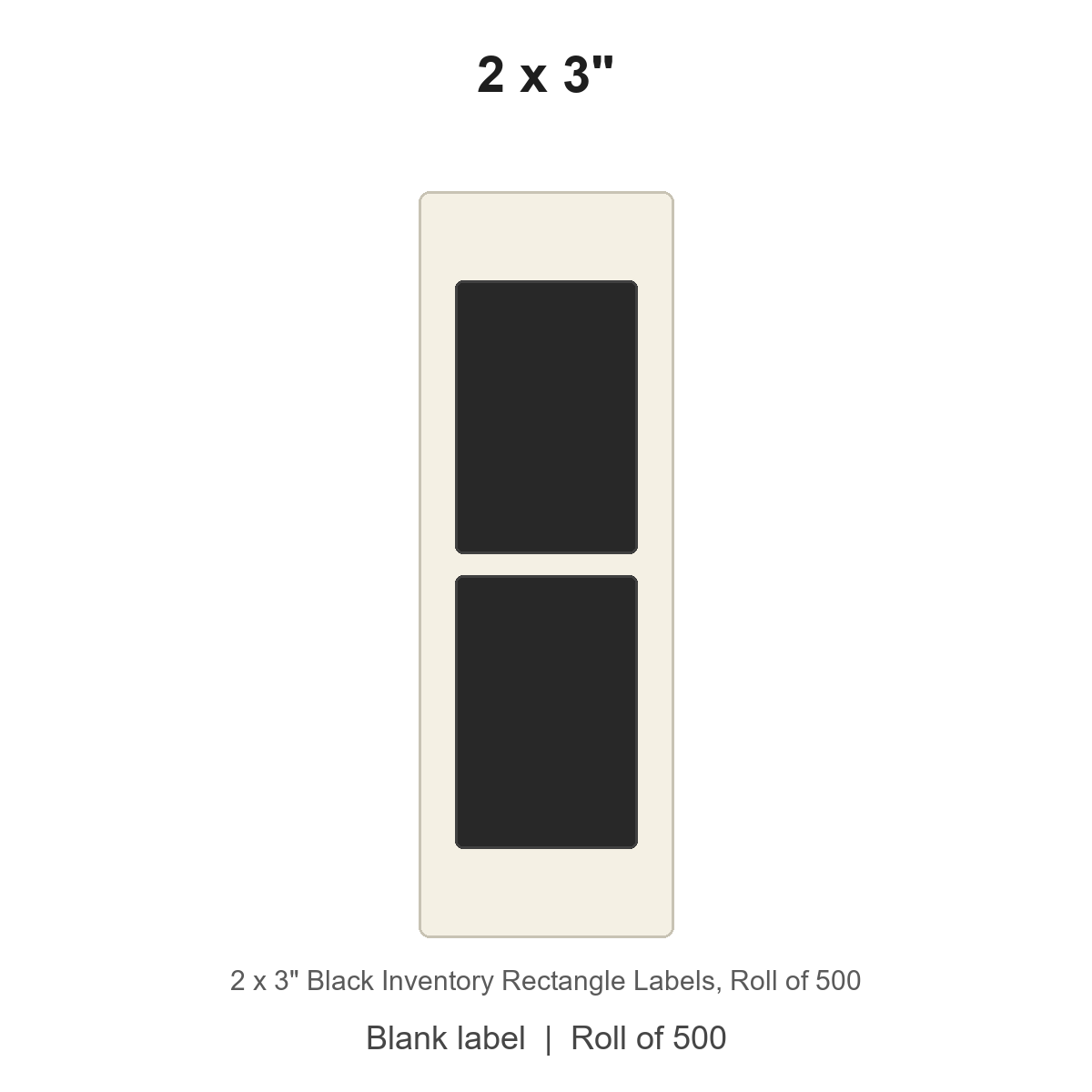 2 x 3" Black Inventory Rectangle Labels