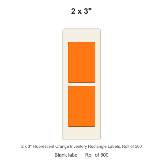 2 x 3" Fluorescent Orange Inventory Rectangle Labels