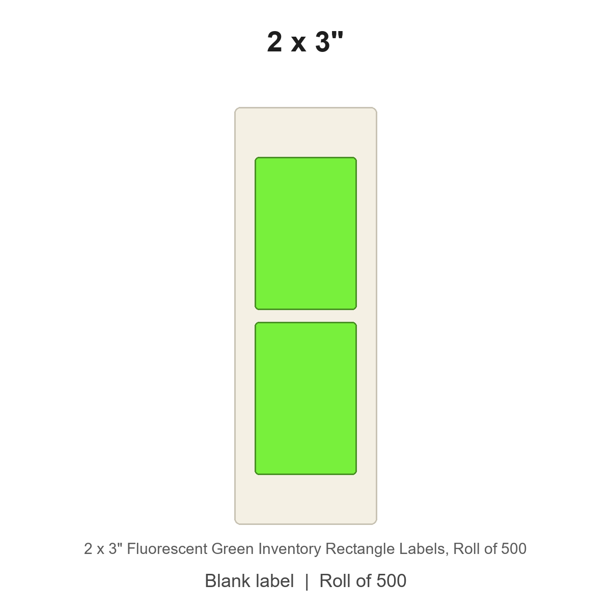 2 x 3" Fluorescent Green Inventory Rectangle Labels