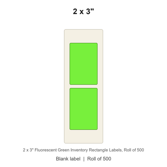 2 x 3" Fluorescent Green Inventory Rectangle Labels
