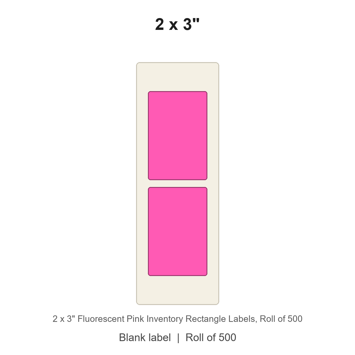 2 x 3" Fluorescent Pink Inventory Rectangle Labels