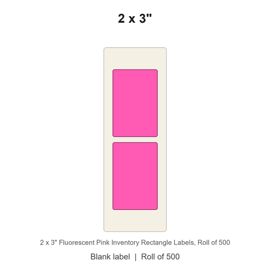 2 x 3" Fluorescent Pink Inventory Rectangle Labels