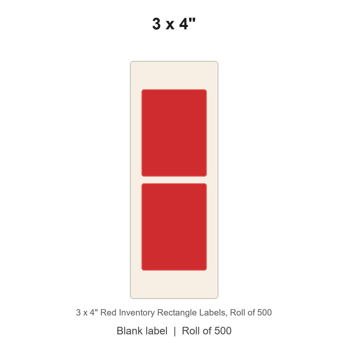 3 x 4" Red Inventory Rectangle Labels