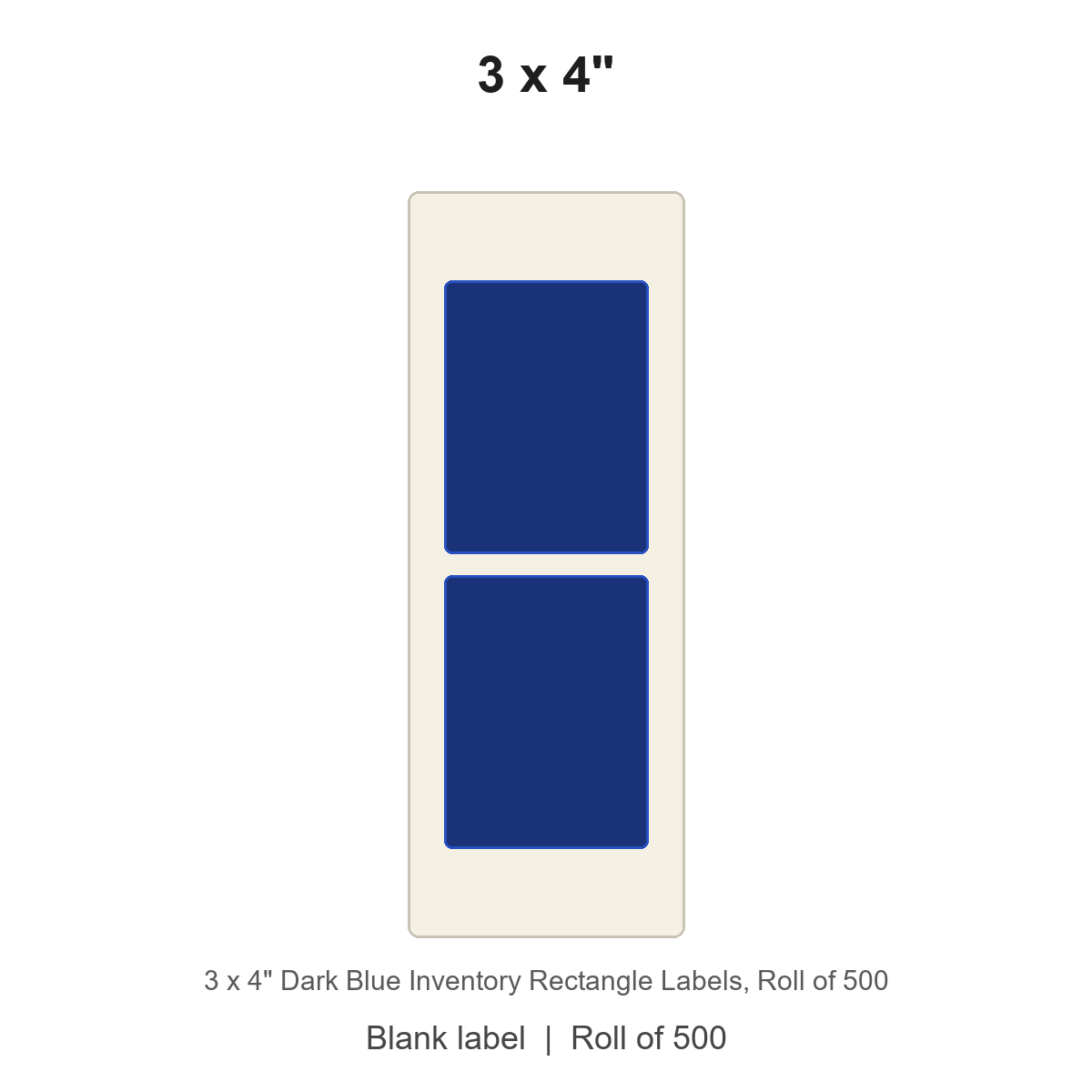 3 x 4" Dark Blue Inventory Rectangle Labels