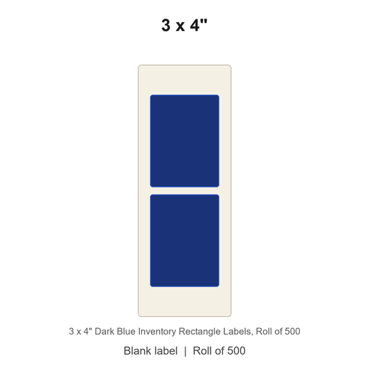 3 x 4" Dark Blue Inventory Rectangle Labels