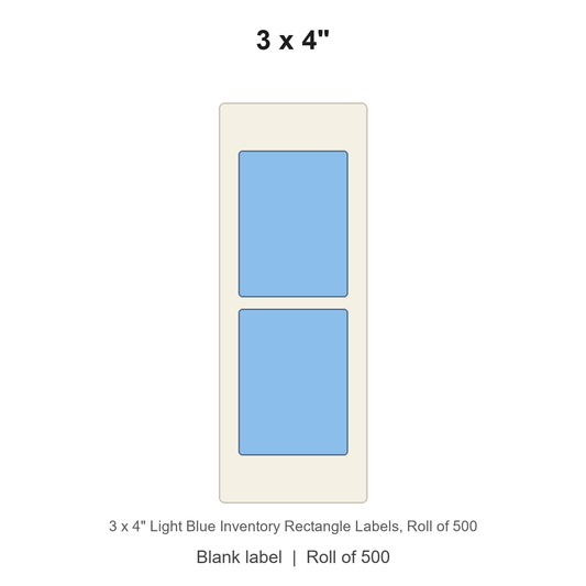 3 x 4" Light Blue Inventory Rectangle Labels