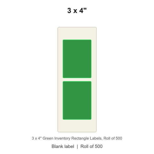 3 x 4" Green Inventory Rectangle Labels