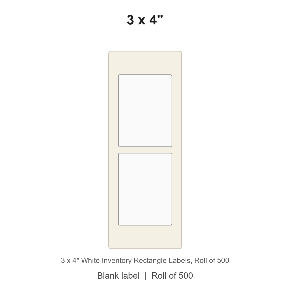 3 x 4" White Inventory Rectangle Labels