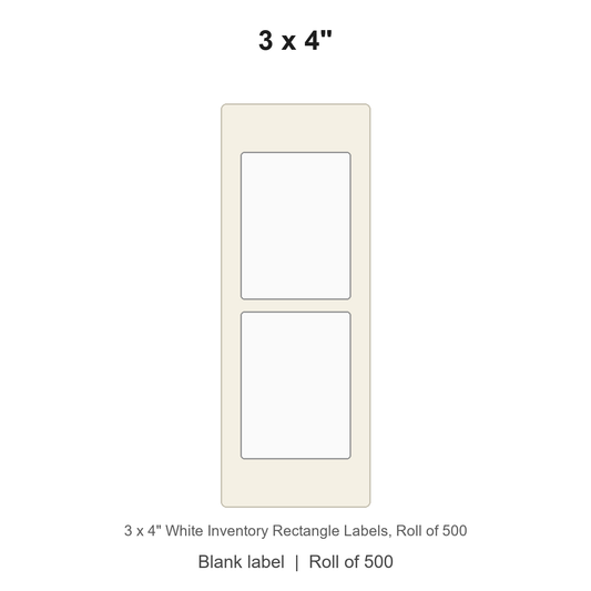3 x 4" White Inventory Rectangle Labels