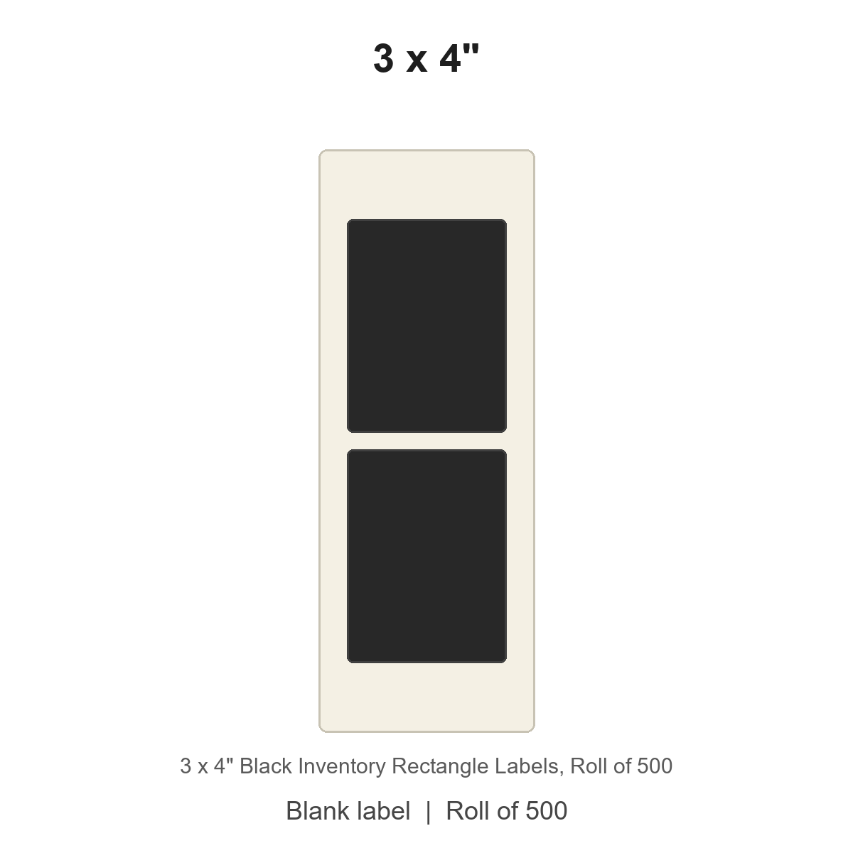 3 x 4" Black Inventory Rectangle Labels