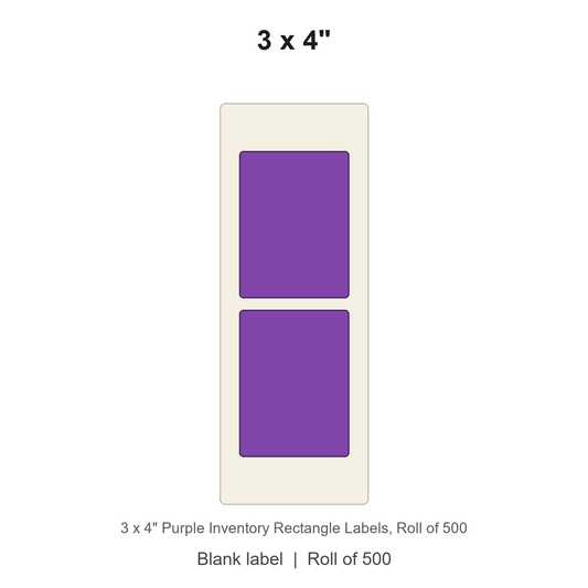 3 x 4" Purple Inventory Rectangle Labels