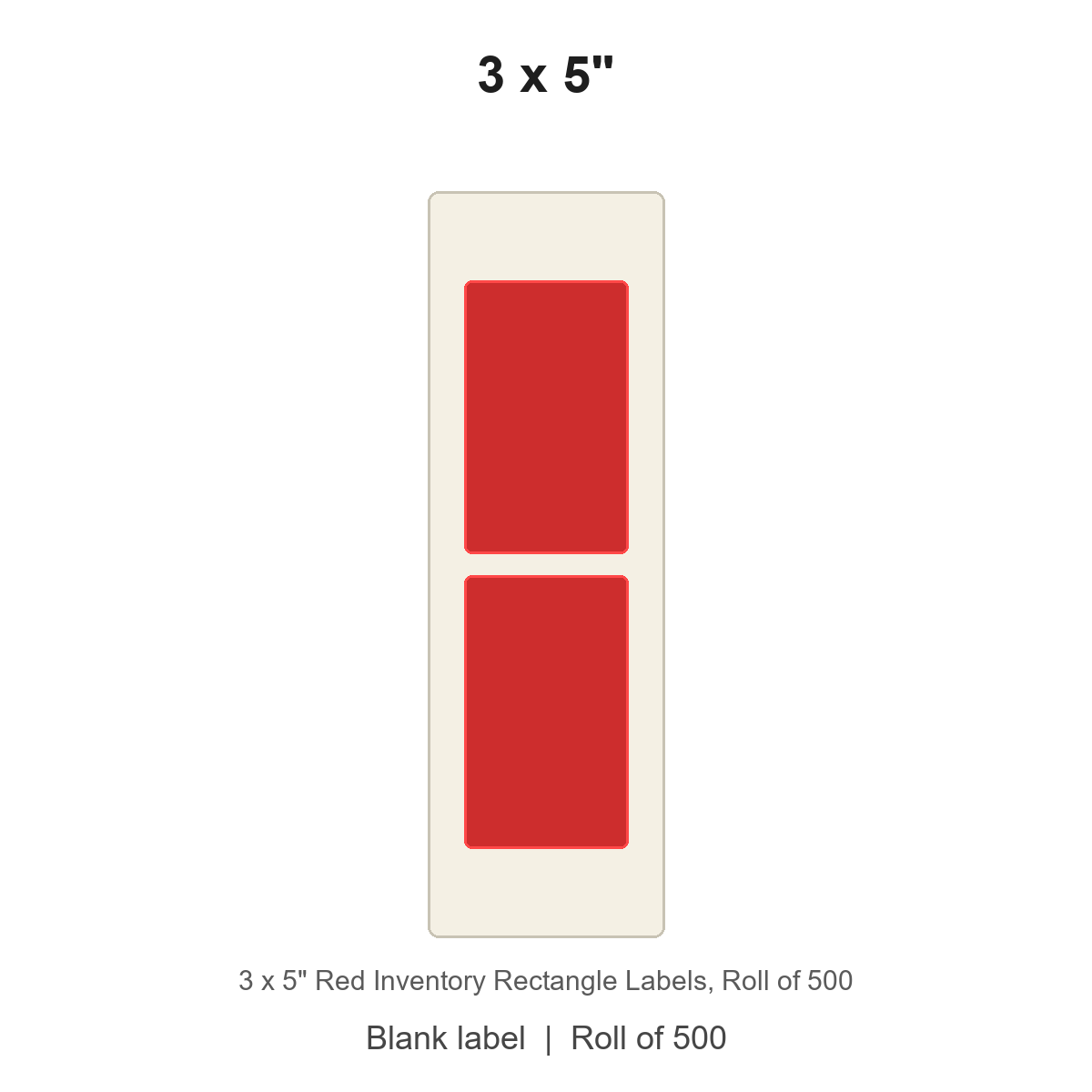 3 x 5" Red Inventory Rectangle Labels