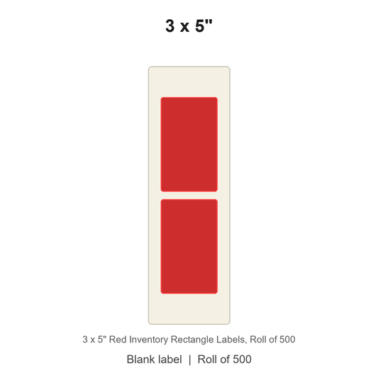 3 x 5" Red Inventory Rectangle Labels