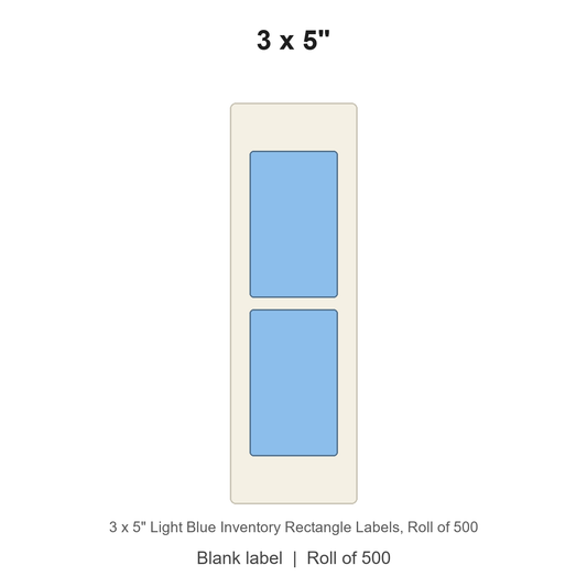 3 x 5" Light Blue Inventory Rectangle Labels