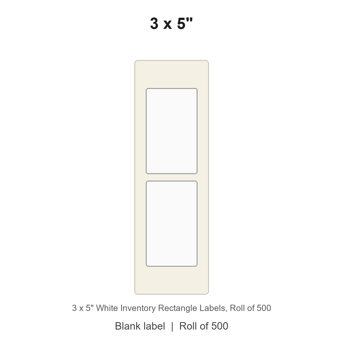 3 x 5" White Inventory Rectangle Labels