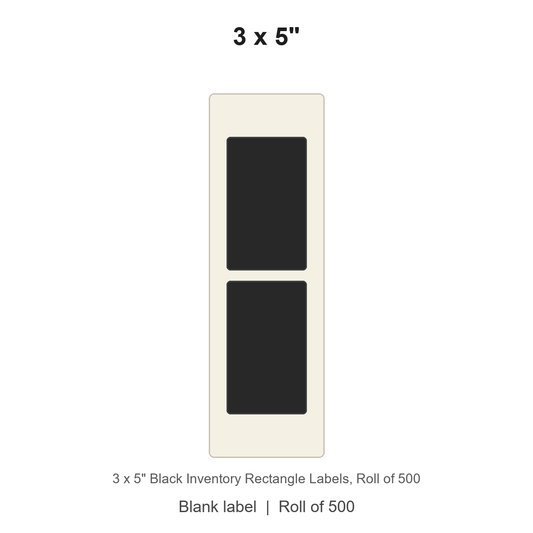 3 x 5" Black Inventory Rectangle Labels