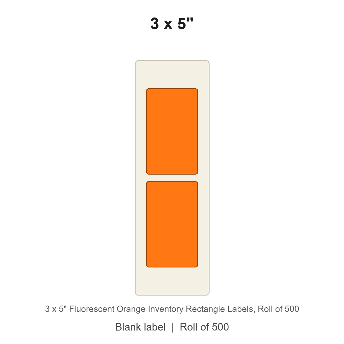 3 x 5" Fluorescent Orange Inventory Rectangle Labels