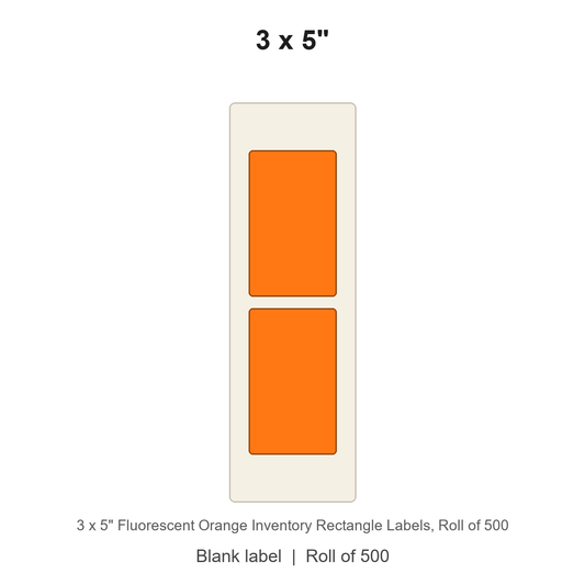 3 x 5" Fluorescent Orange Inventory Rectangle Labels