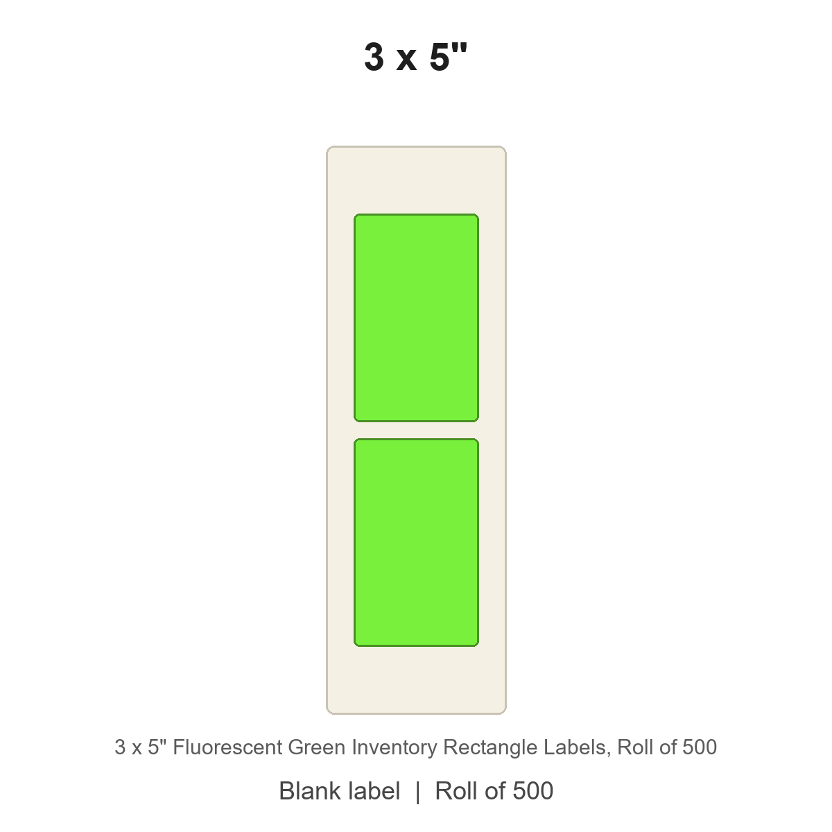 3 x 5" Fluorescent Green Inventory Rectangle Labels