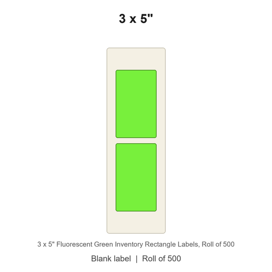 3 x 5" Fluorescent Green Inventory Rectangle Labels