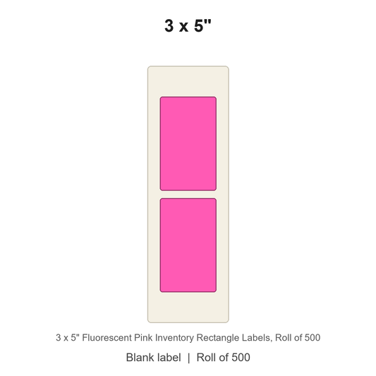 3 x 5" Fluorescent Pink Inventory Rectangle Labels