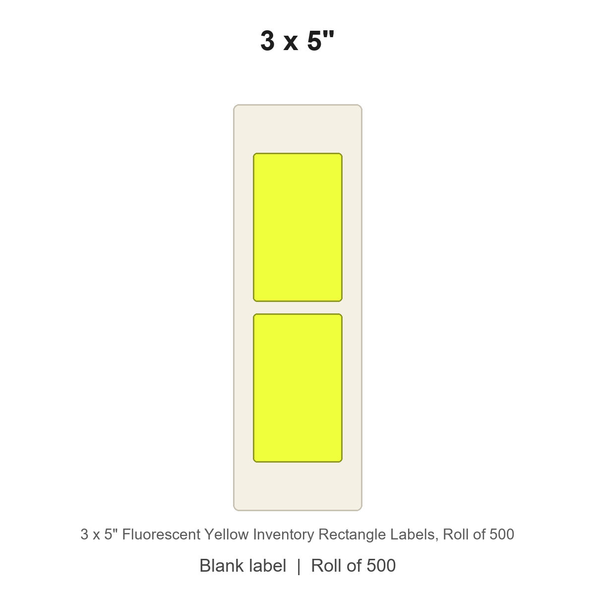 3 x 5" Fluorescent Yellow Inventory Rectangle Labels