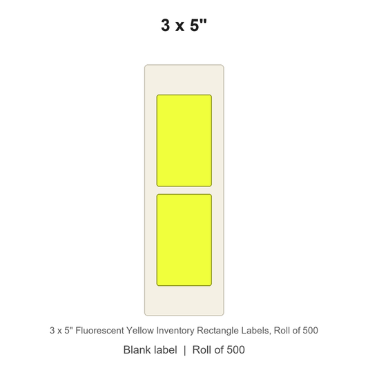 3 x 5" Fluorescent Yellow Inventory Rectangle Labels