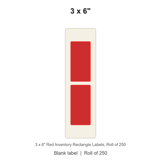 3 x 6" Red Inventory Rectangle Labels