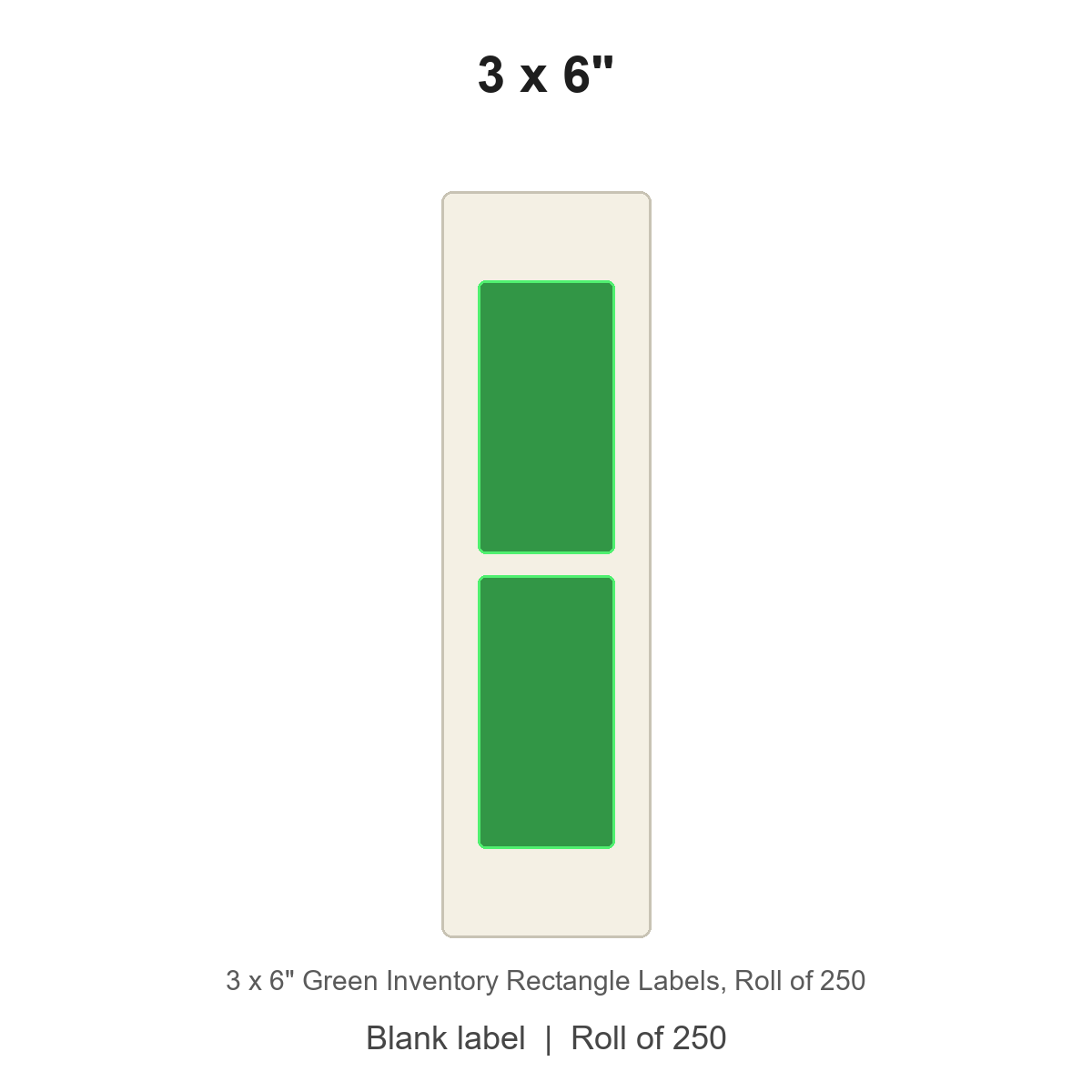 3 x 6" Green Inventory Rectangle Labels