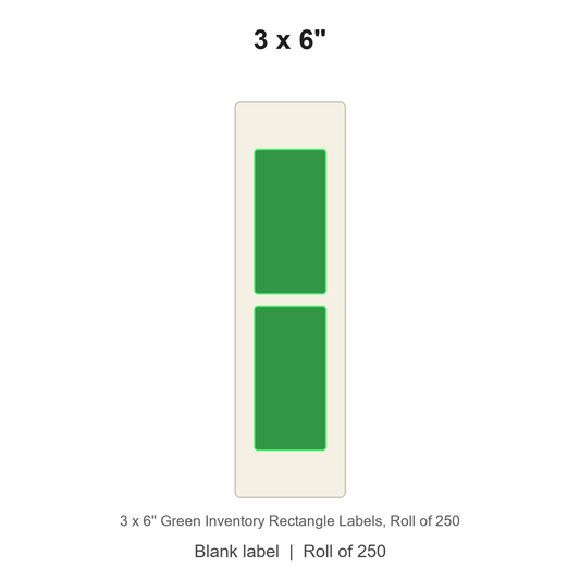 3 x 6" Green Inventory Rectangle Labels