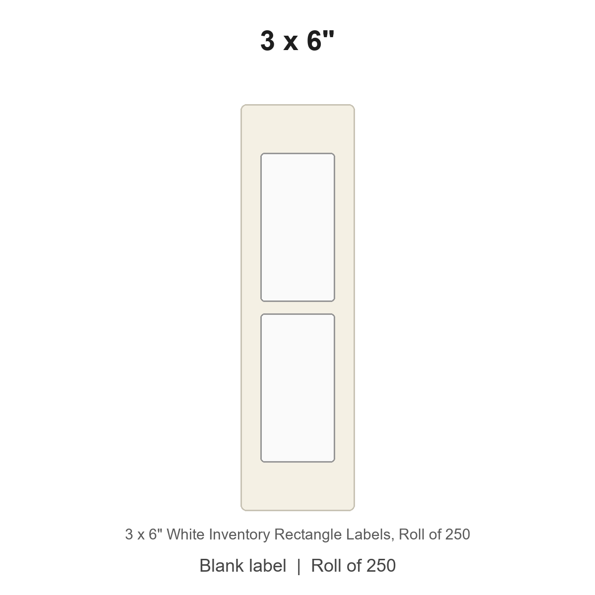3 x 6" White Inventory Rectangle Labels